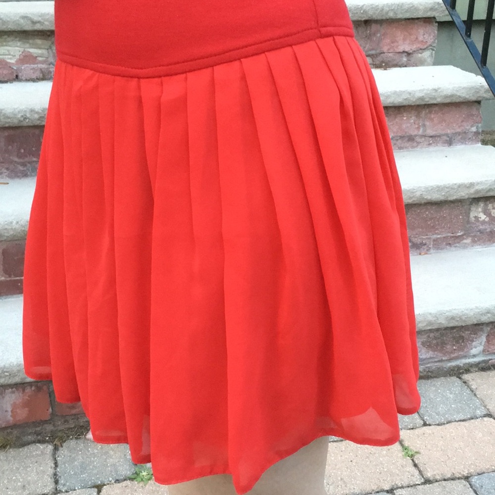 ASOS red drop waist pleated skirt dress - Picture 5 of 5